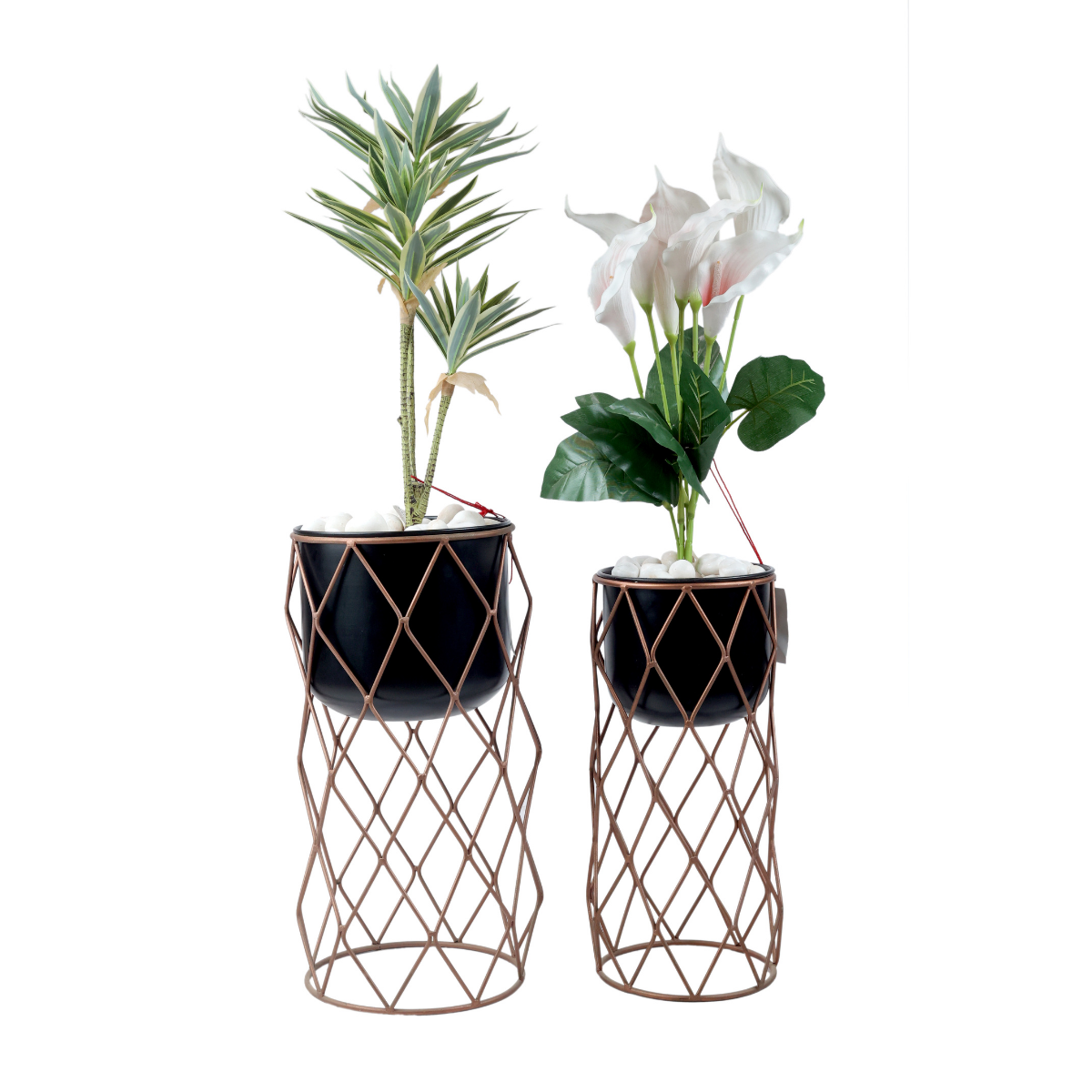 Urnara Metal Pot with Stand – Set of 2